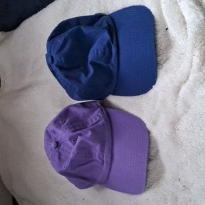 Falari woman's blue and purple baseball style, adjustable, cotton hats.